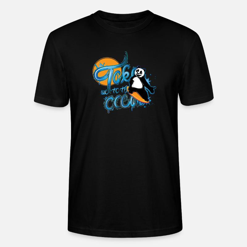 Panda Surfer – Emmenez-moi à l’océan - T-shirt bio CRAFTER Stanley Stella Unisexe - noir