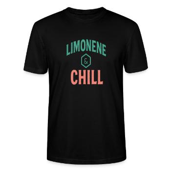 Limonene & Chill Citrus Vibes - Stanley/Stella CRAFTER Unisex Organic T-Shirt - black - Front - Alina (178cm) & Michal (187cm)