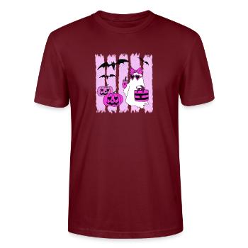 Fantôme de la mode - T-shirt bio CRAFTER Stanley Stella Unisexe - bordeaux - Devant - Alina (178cm) & Michal (187cm)