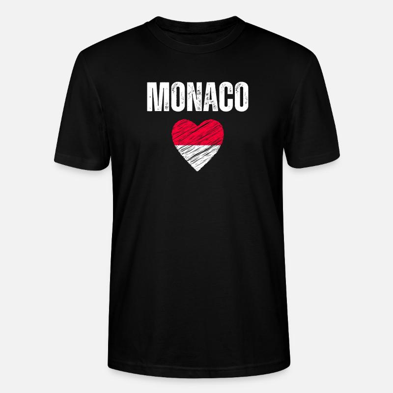 J’aime Monaco, drapeau de Monaco - T-shirt bio CRAFTER Stanley Stella Unisexe - noir