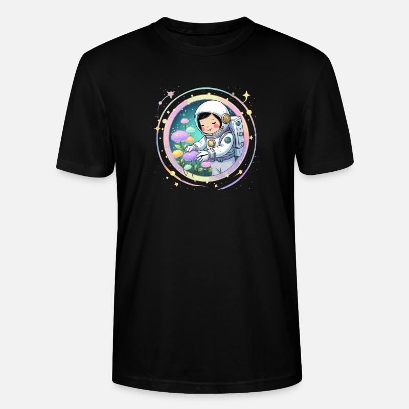 Astronautenmädchen mit Pilzen – Süßes Space-Design - Stanley/Stella Unisex Bio-T-Shirt CRAFTER - Schwarz