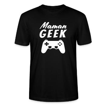 Maman Geek - T-shirt bio CRAFTER Stanley Stella Unisexe - noir - Devant - Alina (178cm) & Michal (187cm)