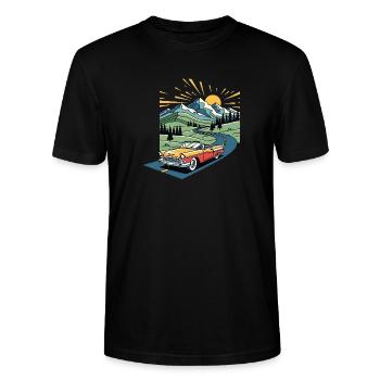 Old school car - Stanley/Stella Unisex Bio-T-Shirt CRAFTER - Schwarz - Vorne - Alina (178cm) & Michal (187cm)