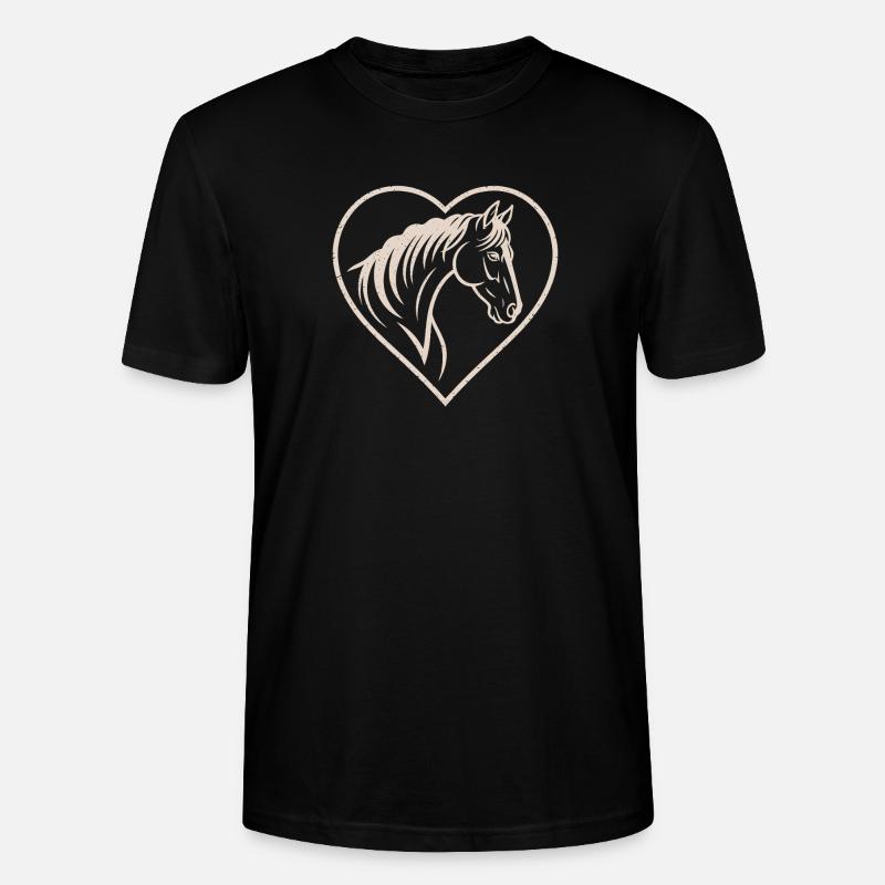 Herz und Pferd Silhouette Design - Stanley/Stella Unisex Bio-T-Shirt CRAFTER - Schwarz