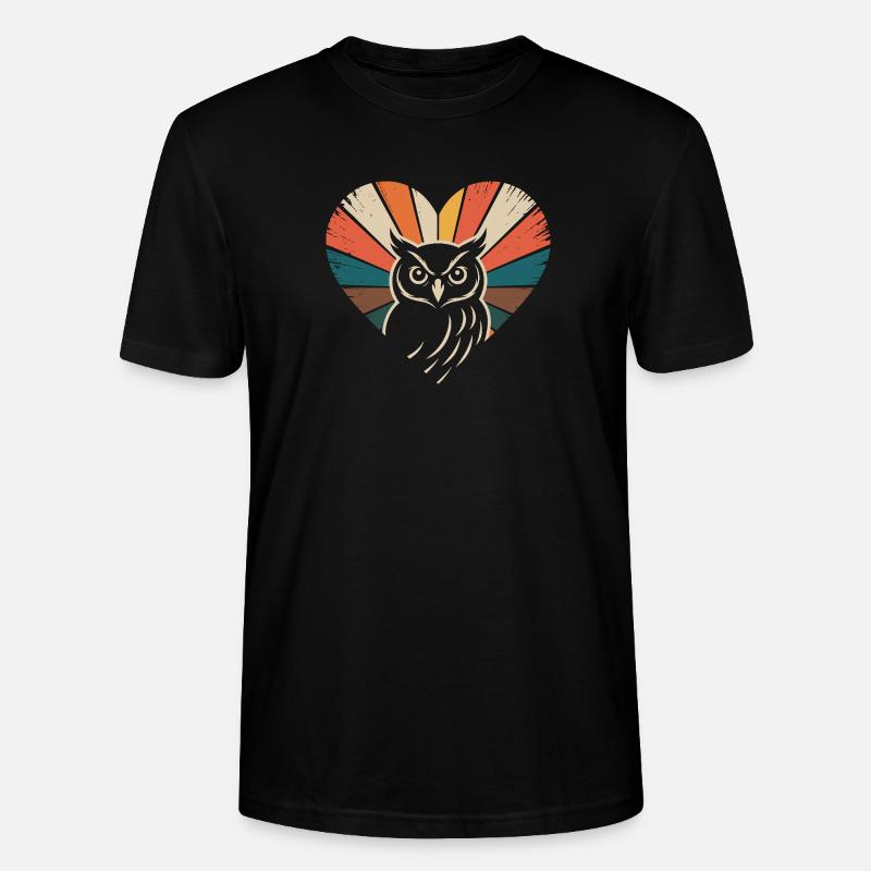 Herz mit Eule im Retro-Stil - Stanley/Stella Unisex Bio-T-Shirt CRAFTER - Schwarz