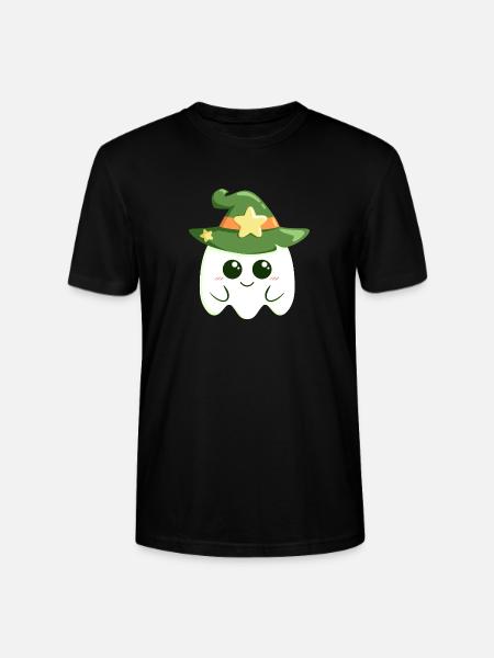 Cute ghost for Halloween dressed as a witch - Stanley/Stella CRAFTER Unisex Organic T-Shirt - black