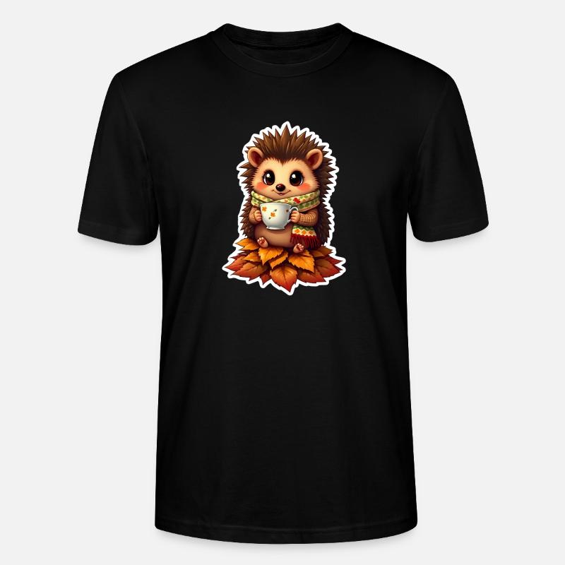 Gemütlicher Igel im Herbst - Stanley/Stella Unisex Bio-T-Shirt CRAFTER - Schwarz