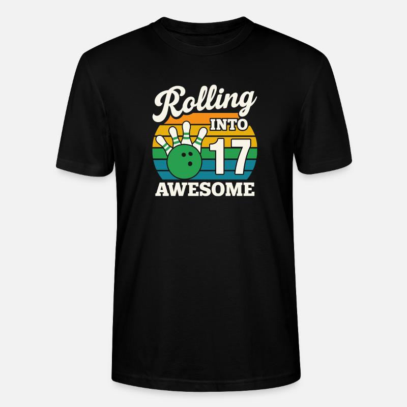 Retro Bowling 17e anniversaire Tee - T-shirt bio CRAFTER Stanley Stella Unisexe - noir