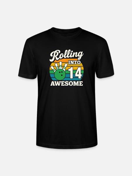 Retro Bowling 14th Birthday Design - Stanley/Stella CRAFTER Unisex Organic T-Shirt - black