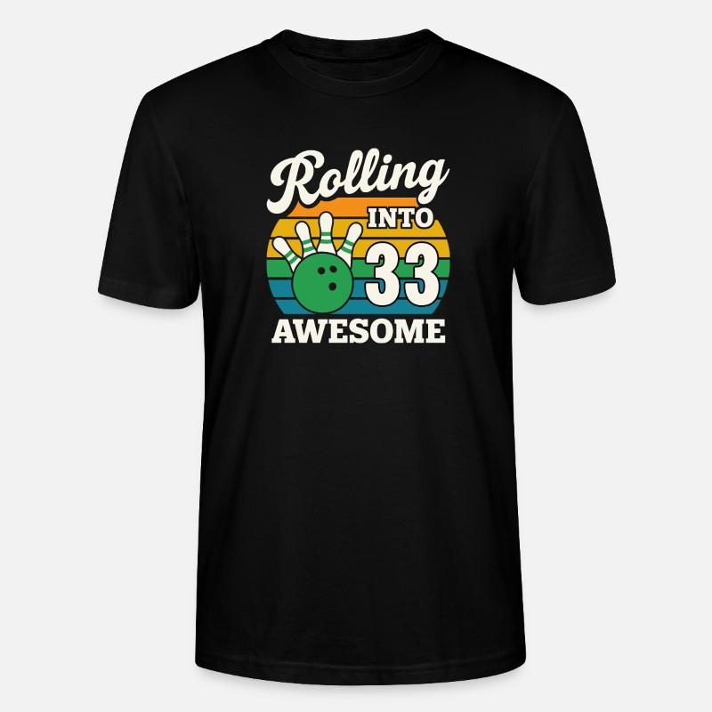Bowling 33e anniversaire célébration graphique - T-shirt bio CRAFTER Stanley Stella Unisexe - noir