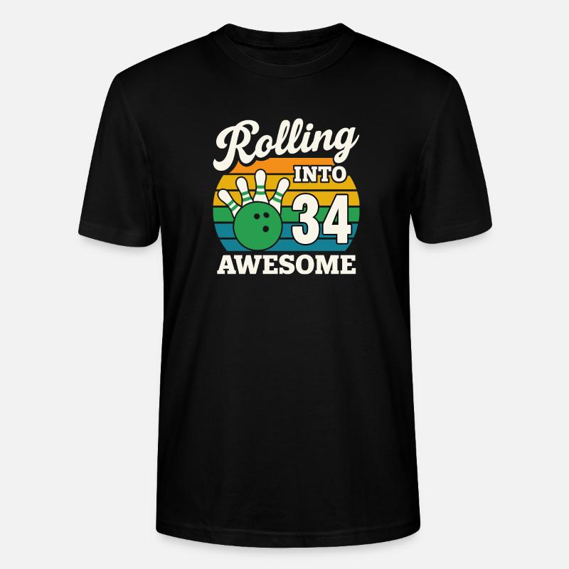 Bowling 34e anniversaire célébration graphique - T-shirt bio CRAFTER Stanley Stella Unisexe - noir