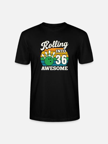 Retro Bowling 36th Birthday Graphic - Stanley/Stella CRAFTER Unisex Organic T-Shirt - black