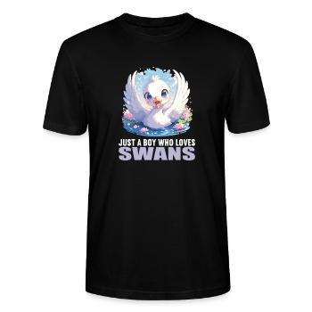 Swans Swan - Stanley/Stella CRAFTER Unisex Organic T-Shirt - black - Front - Alina (178cm) & Michal (187cm)
