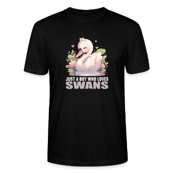 Swans Swan - Stanley/Stella CRAFTER Unisex Organic T-Shirt - black - Front - Alina (178cm) & Michal (187cm)