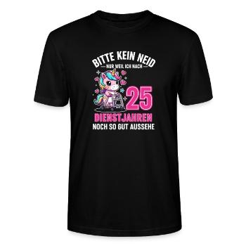 25 years of service – Please no envy Einhorn - Stanley/Stella CRAFTER Unisex Organic T-Shirt - black - Front - Alina (178cm) & Michal (187cm)