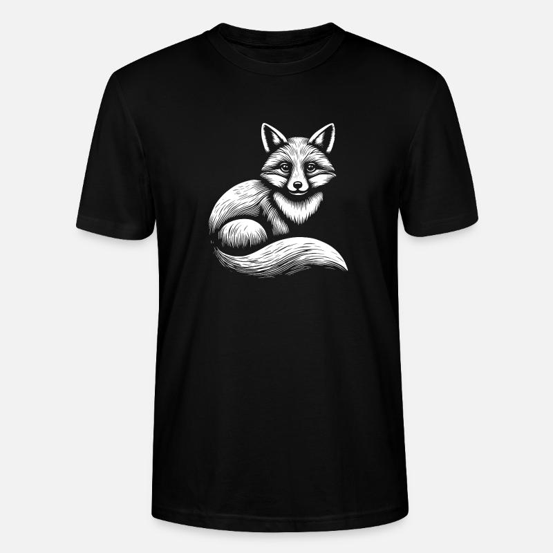 Fuchs Illustration in Schwarz-Weiß - Stanley/Stella Unisex Bio-T-Shirt CRAFTER - Schwarz