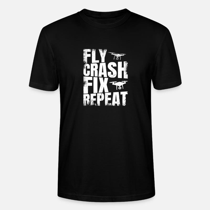 Fly_Crash_Fix_Repeat - Stanley/Stella Unisex Bio-T-Shirt CRAFTER - Schwarz