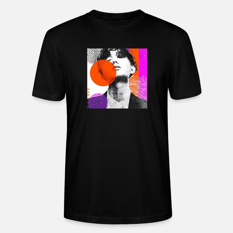 Wraparound Abstraktes Pop-Art-Porträt - Stanley/Stella Unisex Bio-T-Shirt CRAFTER - Schwarz