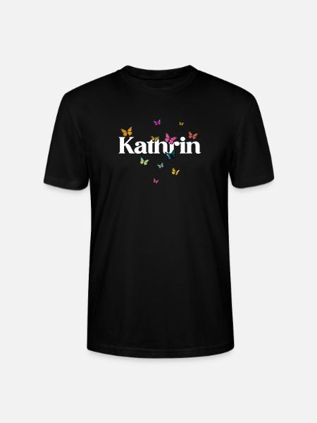 Schöner Mädchenname mit Schmetterlingen KATHRIN - Stanley/Stella Unisex Bio-T-Shirt CRAFTER - Schwarz