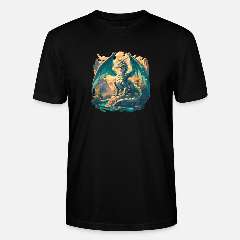 Drachen Drache - Stanley/Stella Unisex Bio-T-Shirt CRAFTER - Schwarz