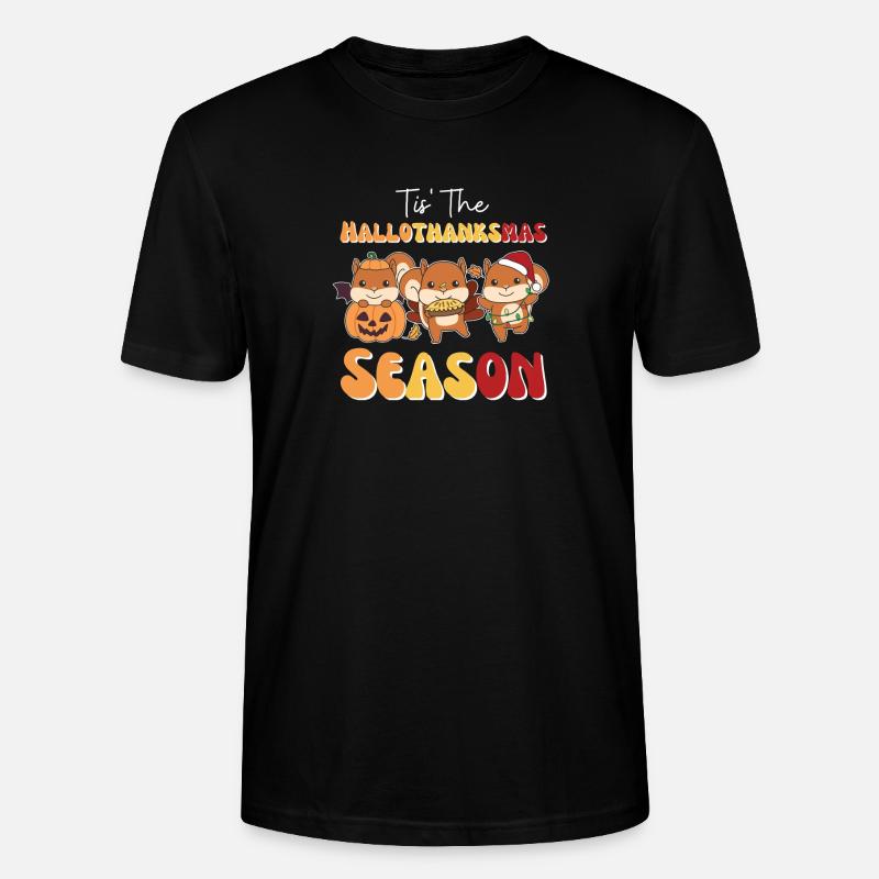 Tis' the Hallothanksmas Season Eichhörnchen - Stanley/Stella Unisex Bio-T-Shirt CRAFTER - Schwarz
