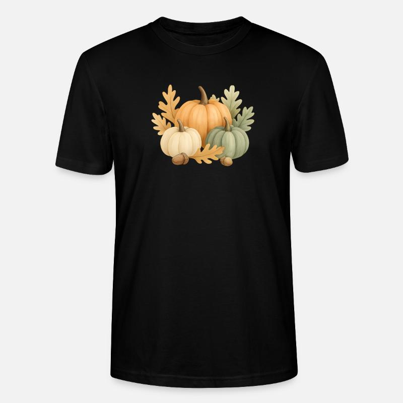  Kürbisse, Eichenlaub & Eicheln - Stanley/Stella Unisex Bio-T-Shirt CRAFTER - Schwarz