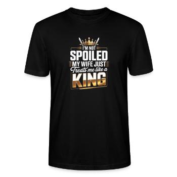 Nicht verwöhnt, meine Frau behandelt wie ein König - Stanley/Stella Unisex Bio-T-Shirt CRAFTER - Schwarz - Vorne - Alina (178cm) & Michal (187cm)