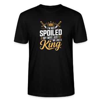 Nicht verwöhnt, meine Frau behandelt wie ein König - Stanley/Stella Unisex Bio-T-Shirt CRAFTER - Schwarz - Vorne - Alina (178cm) & Michal (187cm)
