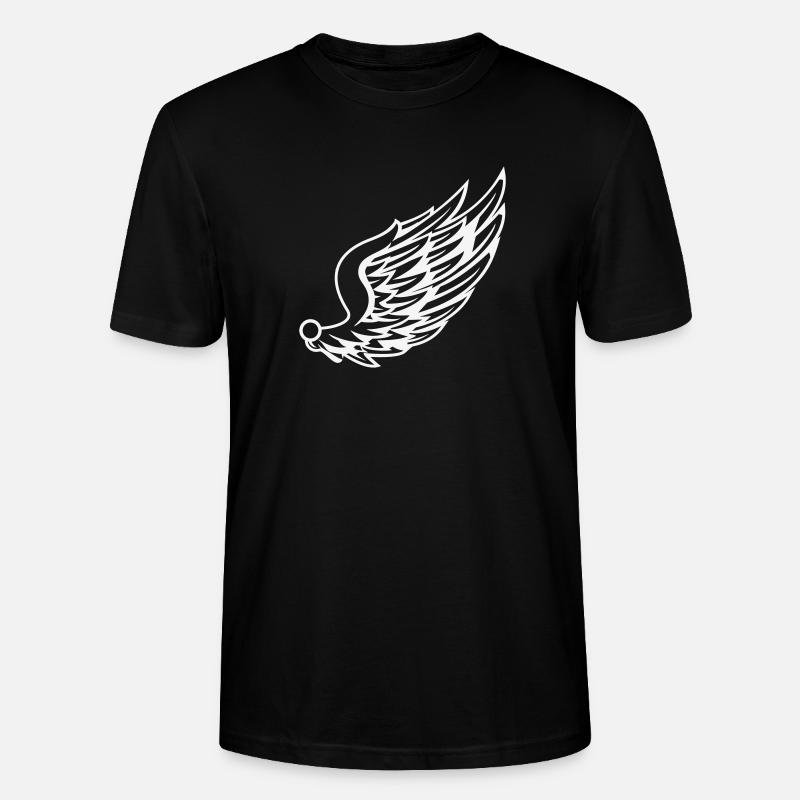 Wings with dynamic feather drawing - Stanley/Stella CRAFTER Unisex Organic T-Shirt - black