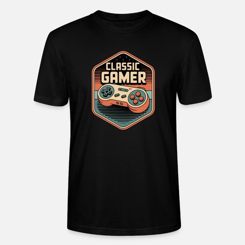 Classic Gamer Retro Controller Badge - Stanley/Stella Unisex Bio-T-Shirt CRAFTER - Schwarz