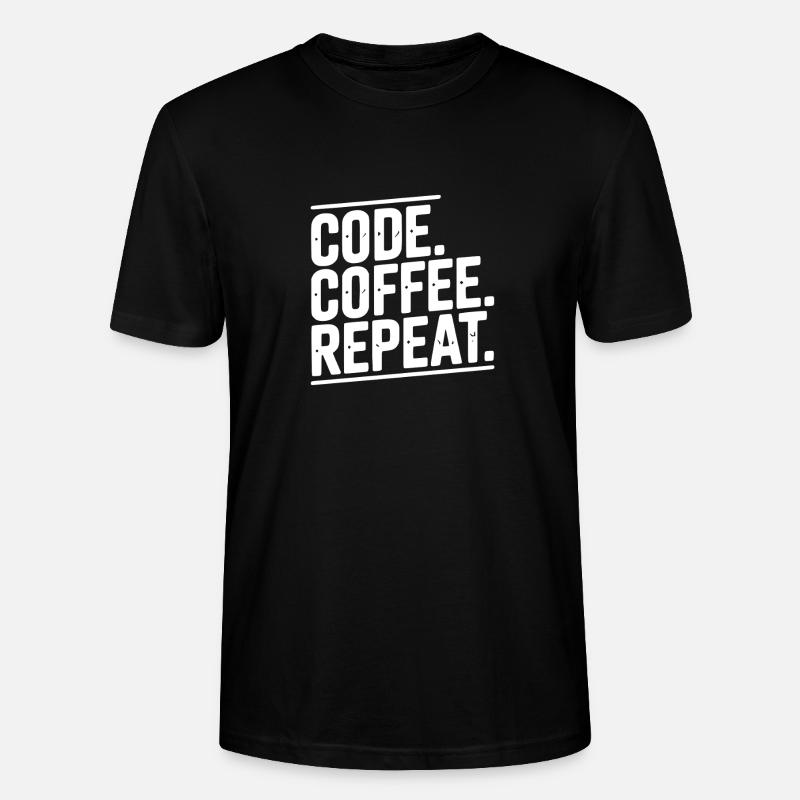 Code Coffee Repeat - T-shirt bio CRAFTER Stanley Stella Unisexe - noir