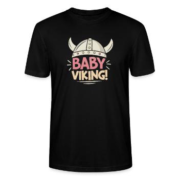 Wikinger Baby Pastell Kopfschmuck - Stanley/Stella Unisex Bio-T-Shirt CRAFTER - Schwarz - Vorne - Alina (178cm) & Michal (187cm)