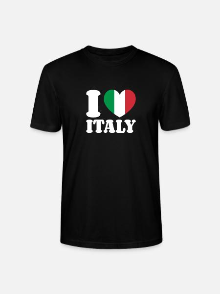 I Love Italy Italy Italian Flag Heart - Stanley/Stella CRAFTER Unisex Organic T-Shirt - black