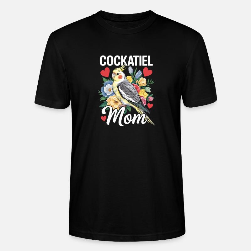 calopsitte maman oiseau fleurs coeur - T-shirt bio CRAFTER Stanley Stella Unisexe - noir