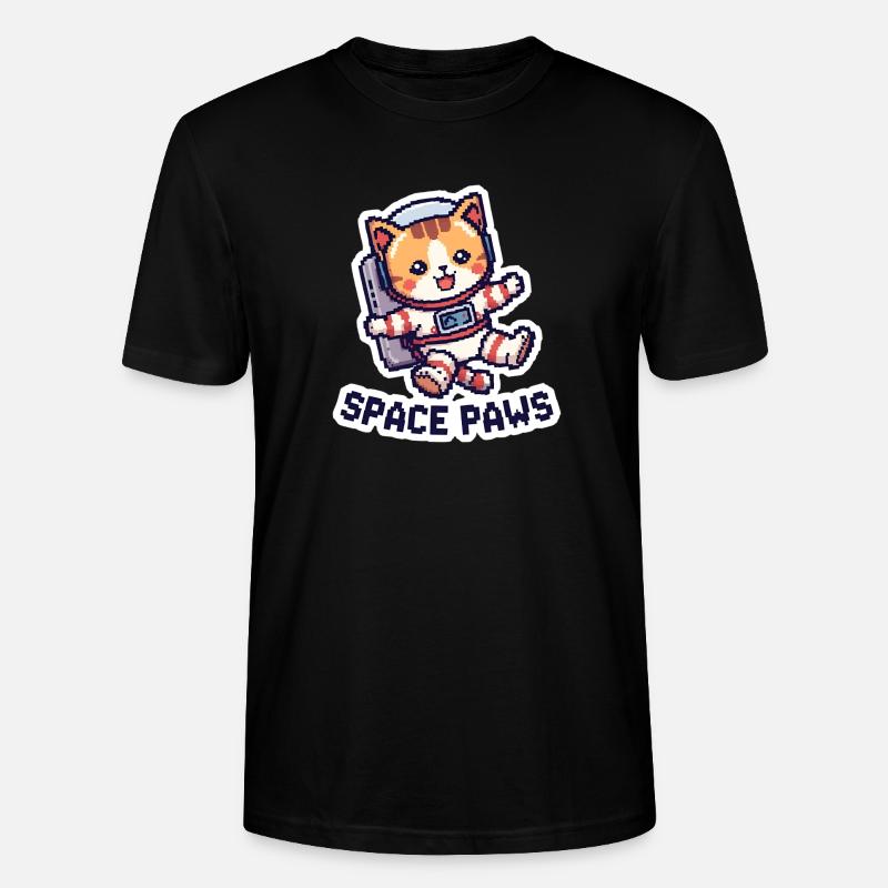 Space Paws – Chat pixel dans l’espace - T-shirt bio CRAFTER Stanley Stella Unisexe - noir
