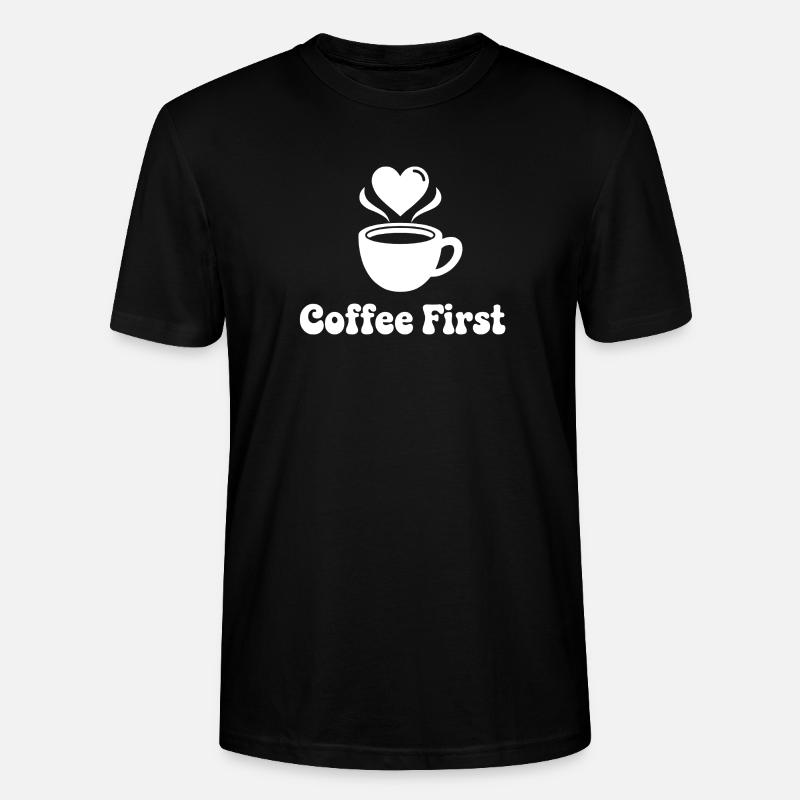 Kaffee First Herzdesign - Stanley/Stella Unisex Bio-T-Shirt CRAFTER - Schwarz
