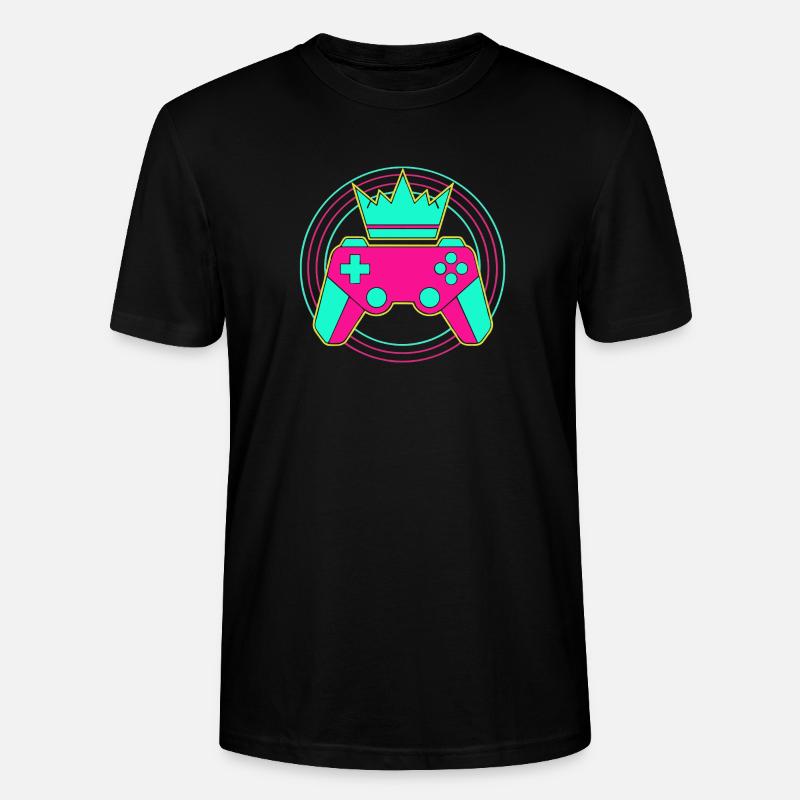 Controller Krone Neon Minimal Zocker Art - Stanley/Stella CRAFTER Unisex Organic T-Shirt - black