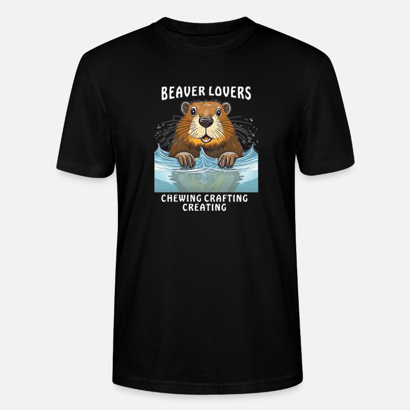 BEAVER LOVERS CHEWING CRAFTING CREATING - Stanley/Stella Unisex Bio-T-Shirt CRAFTER - Schwarz