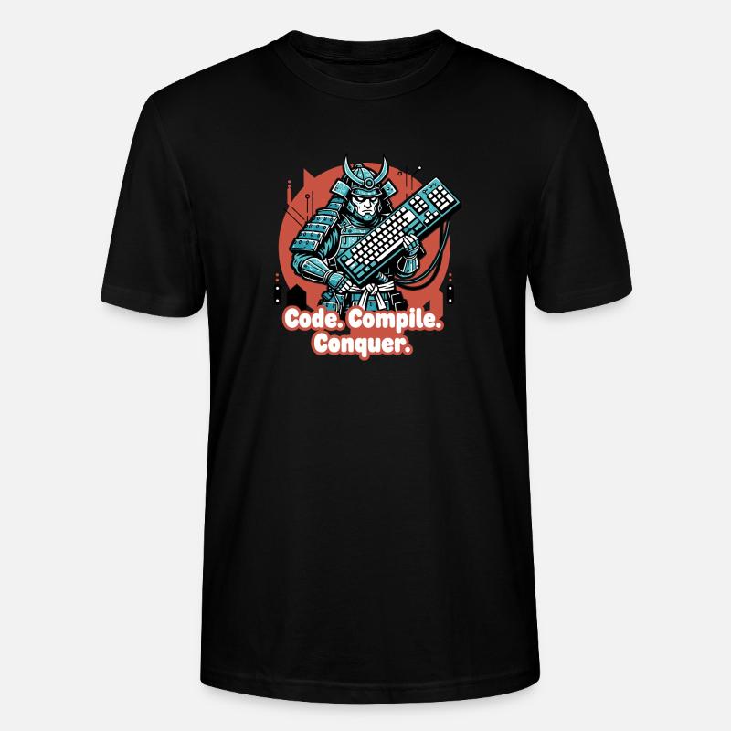 Code Battle Samurai with Keyboard - Stanley/Stella CRAFTER Unisex Organic T-Shirt - black