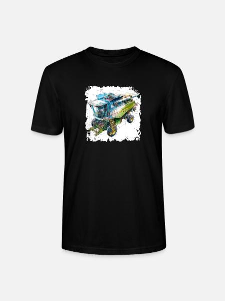 Farbige Blueprint Dreschmaschine, CAD-Design - Stanley/Stella Unisex Bio-T-Shirt CRAFTER - Schwarz