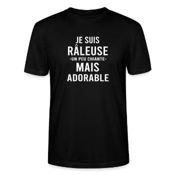 Ich bin mürrisch, aber liebenswert - Stanley/Stella Unisex Bio-T-Shirt CRAFTER - Schwarz - Vorne - Alina (178cm) & Michal (187cm)