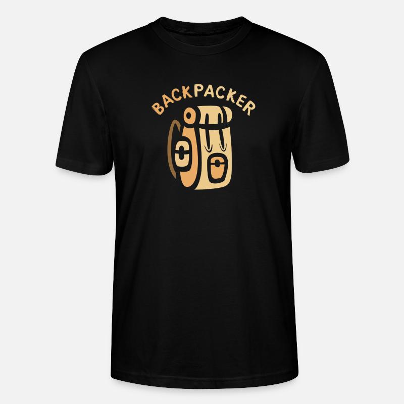 Backpacker Comic Rucksack Design - Stanley/Stella Unisex Bio-T-Shirt CRAFTER - Schwarz