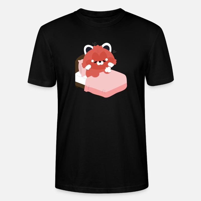 Tired Red Panda on Bed - Stanley/Stella CRAFTER Unisex Organic T-Shirt - black