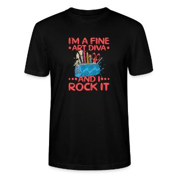 Artist Painter Art Diva & I Rock It Gift Idea - Stanley/Stella CRAFTER Unisex Organic T-Shirt - black - Front - Alina (178cm) & Michal (187cm)