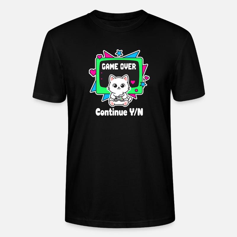 Retro Cats Controller Game Over - Stanley/Stella CRAFTER Unisex Organic T-Shirt - black