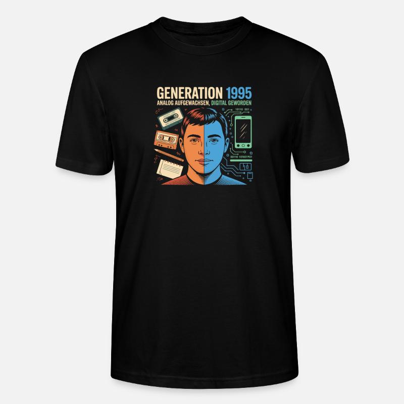 Generation 1995: Analog trifft Digital - Stanley/Stella Unisex Bio-T-Shirt CRAFTER - Schwarz