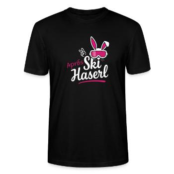 Après Ski Haserl Women's Outfit Party Hut Slope - Stanley/Stella CRAFTER Unisex Organic T-Shirt - black - Front - Alina (178cm) & Michal (187cm)