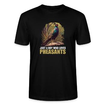 Pheasants Pheasant - Stanley/Stella CRAFTER Unisex Organic T-Shirt - black - Front - Alina (178cm) & Michal (187cm)