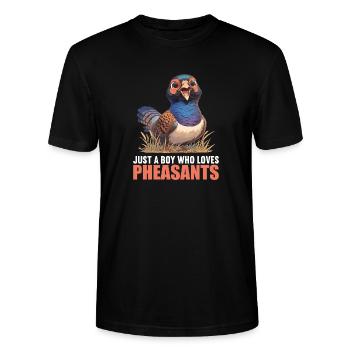 Pheasants Pheasant - Stanley/Stella CRAFTER Unisex Organic T-Shirt - black - Front - Alina (178cm) & Michal (187cm)