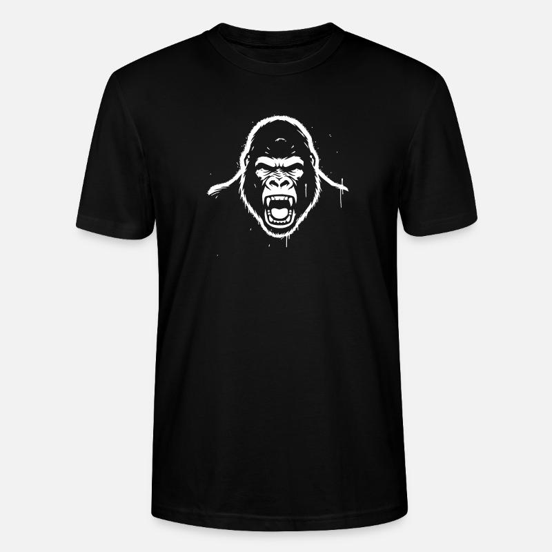 wuetender-gorilla-stencil-grunge-vector_path12 - Stanley/Stella Unisex Bio-T-Shirt CRAFTER - Schwarz